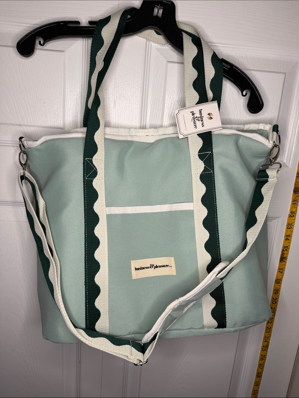 Business + Pleasure Mint Green Canvas Tote with Dark Green Trim